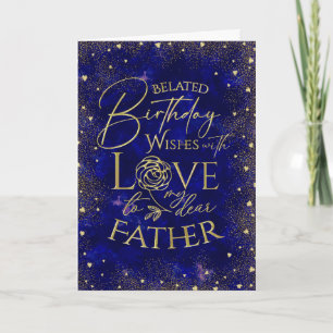 Gold Text Night Belated Birthday Father Card