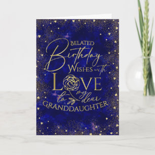Gold Text Night Belated Birthday Granddaughter Card