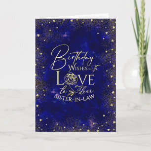 Gold Text Night Sky Birthday Sister-In-Law Photo Card