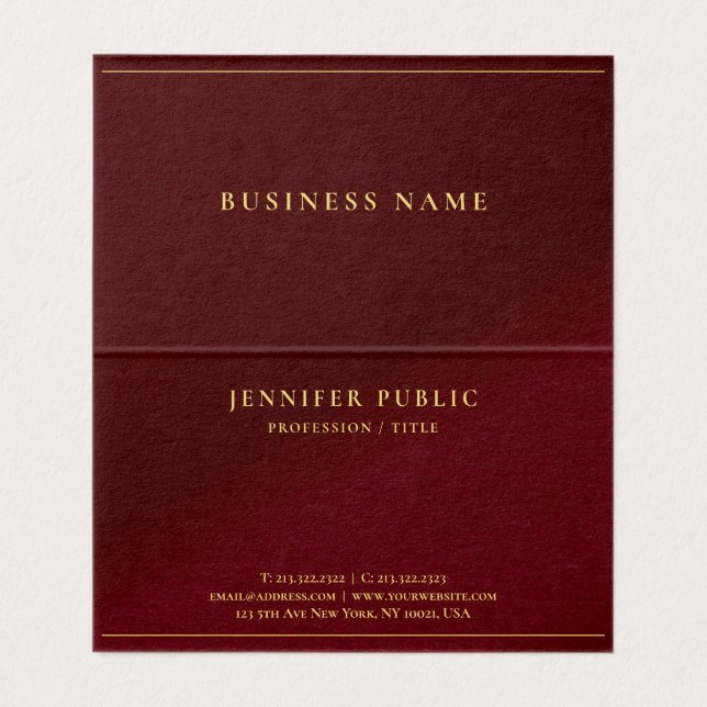 Gold Text Professional Elegant Template Folded Business Card (Inside Unfolded)