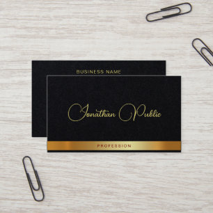 Gold Text Typography Name Luxury Premium Thick Business Card