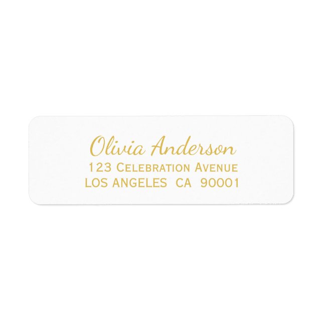 Gold Text Wedding Return Address Label (Front)