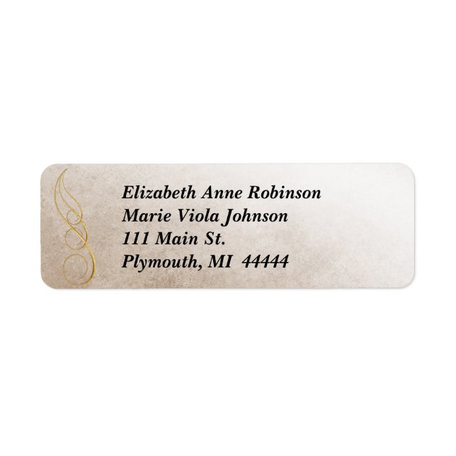 Gold Texture Address Label Return Address Label (Front)