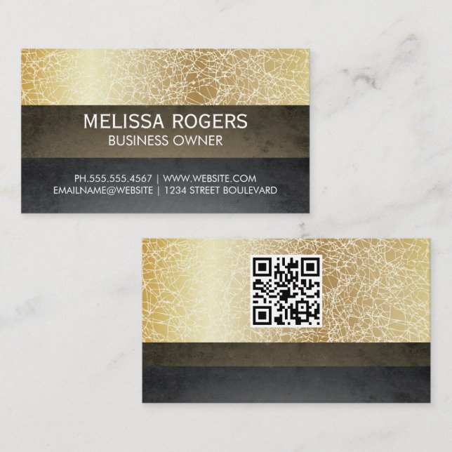 Gold Texture | Colour Blocks | QR Code Business Card (Front/Back)