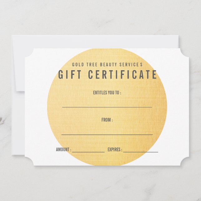 Gold Texture Modern Gift Certificate (Front)