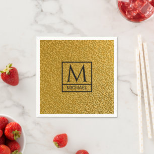 Gold Texture Napkins with Initial & Name