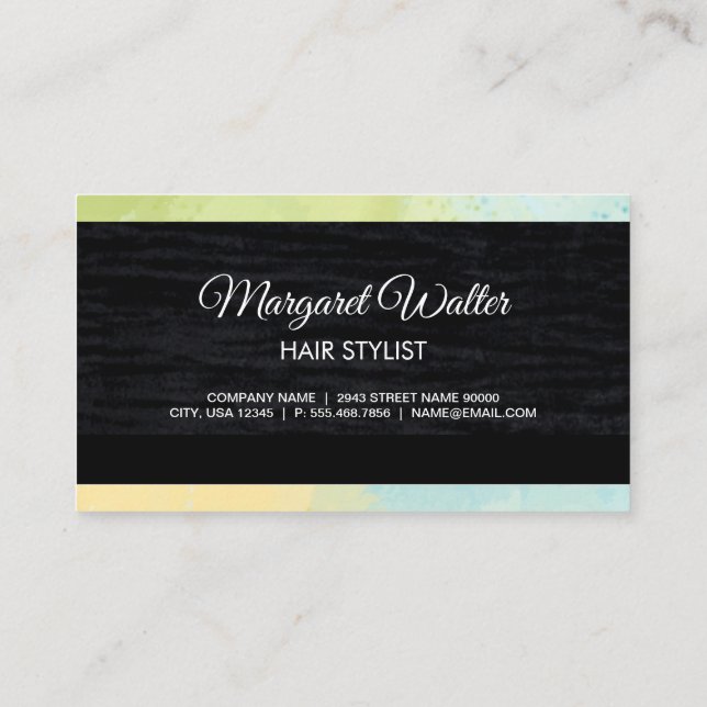 Gold Texture | Velvet Black with Monogram Business Card (Back)