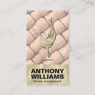 Gold Texture Wine Glass   Corks Business Card