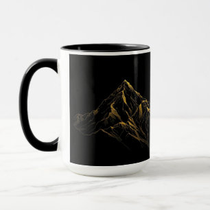 Gold textured abstract mountain lineart mug