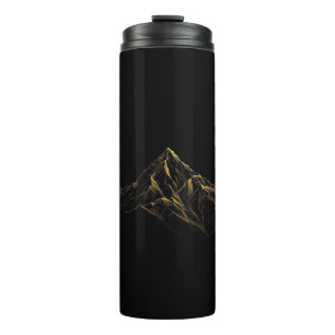 Gold textured abstract mountain lineart thermal tumbler