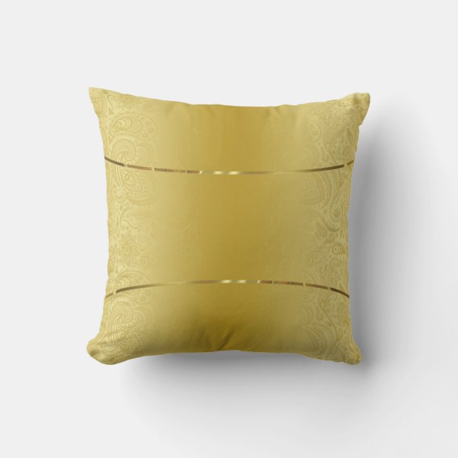Gold textured background shiny gold accents cushion (Front)