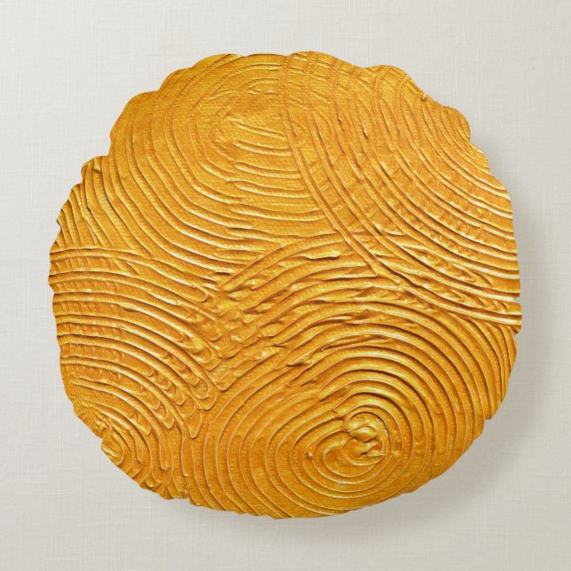 Gold textured surface,  golden background,  painti round cushion (Front)