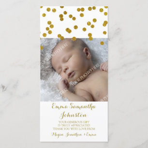Gold Thank You Baby Shower Photo Cards