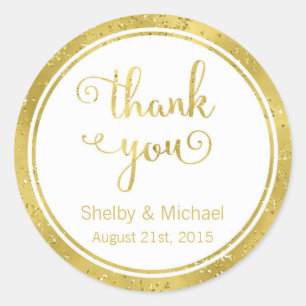 Gold Thank You Custom Text Personalised Sticker