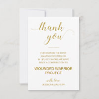 Gold Thank You Donation to Charity Wedding