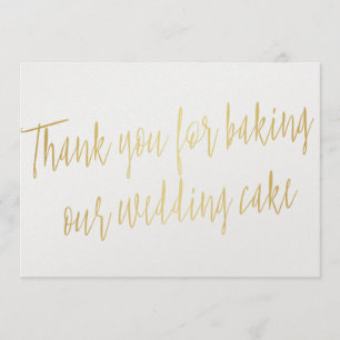 Gold "Thank you for baking our wedding cake" Thank You Card