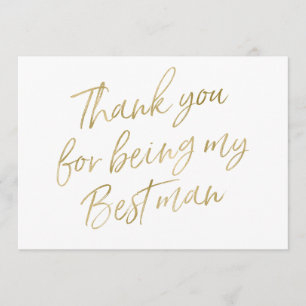 Gold "Thank you for being my best man" Thank You Card