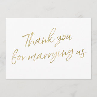 Gold "Thank you for marrying us" Thank You Card