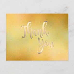 Gold Thank You Glass Glitter Clean Postcard