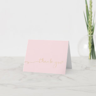 Gold Thank You On Pink Card