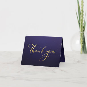 gold Thank You on starry night sky Card