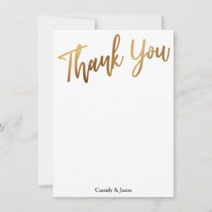Gold Thank You Typography, Bokeh Black Back Card