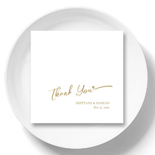 Gold Thank You Wedding Reception Napkin