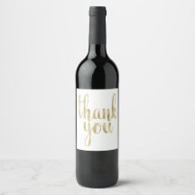 Gold thank you wine labels, foil