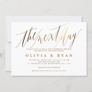 Gold the morning after post-wedding brunch invitation