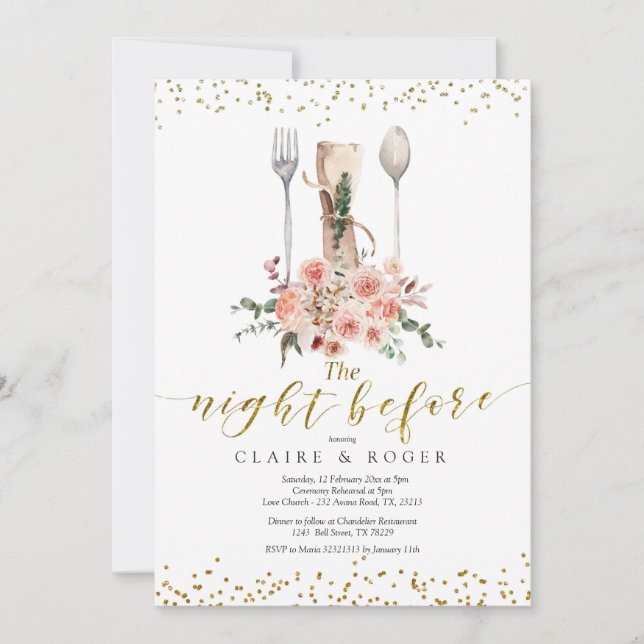 Gold The Night Before Invitation (Front)