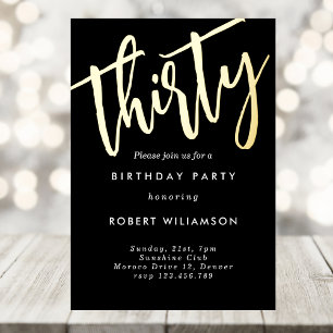 Gold thirty birthday invitation
