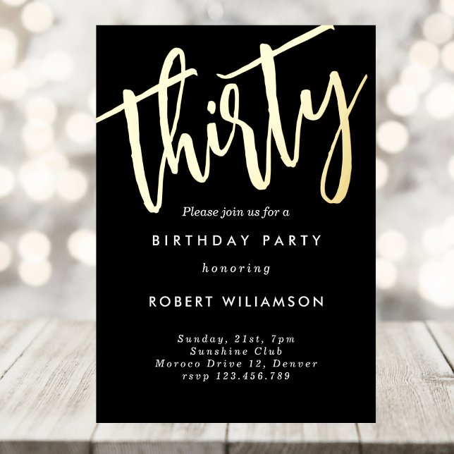 Gold thirty birthday invitation (Creator Uploaded)