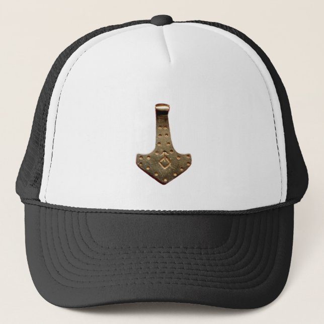 Gold Thor Hammer black and white hat (Front)