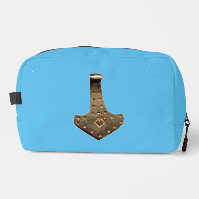 Gold Thor Hammer blue dopp kit (Front)