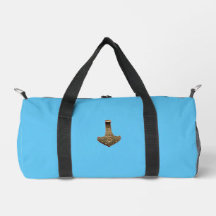 Gold Thor Hammer blue duffel bag