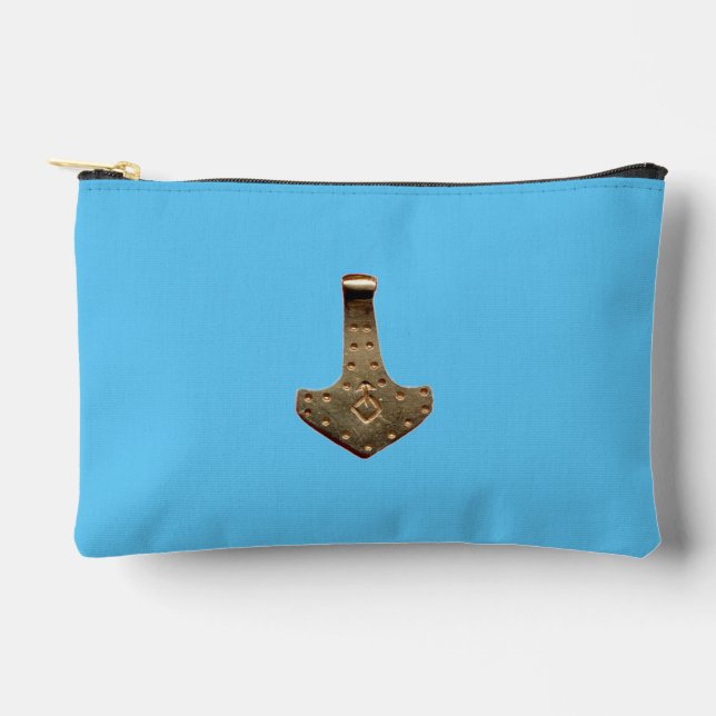 Gold Thor Hammer blue pouch (Front)