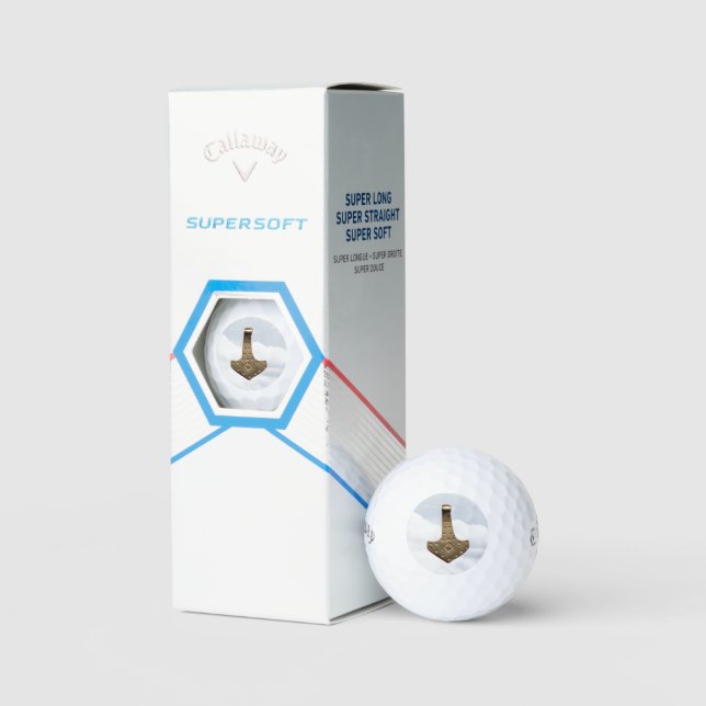 Gold Thor Hammer Callaway Soft golf balls 3 pk (Packaging)