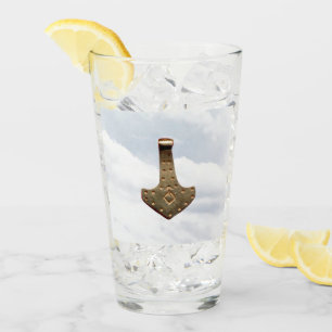 Gold Thor Hammer clouds Collins glass tumbler