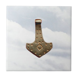 Gold Thor Hammer clouds small tile