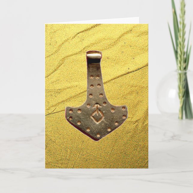 Gold Thor Hammer Gold Vein greeting card (Front)