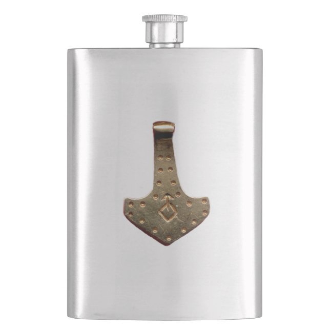 Gold Thor Hammer stainless steel flask (Front)