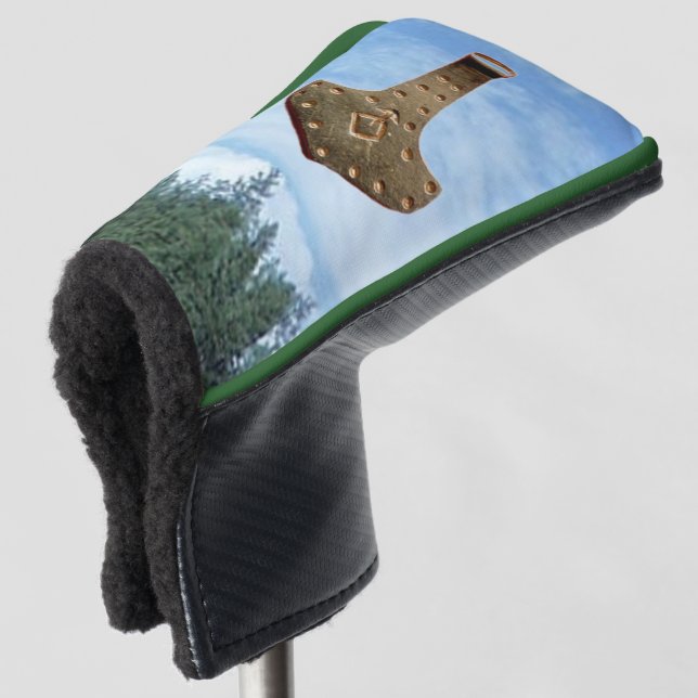 Gold Thor Hammer trees golf club putter cover (3/4 Front)