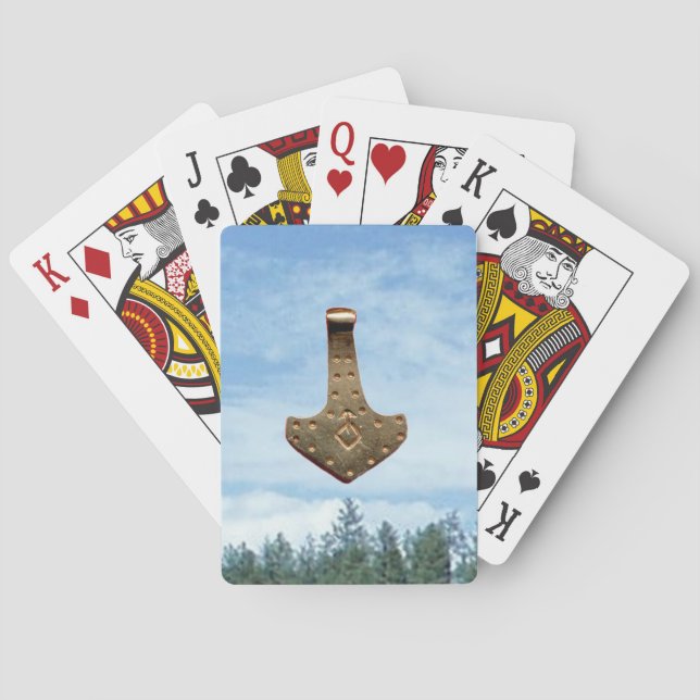 Gold Thor Hammer trees Poker playing cards (Back)