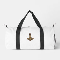 Gold Thor Hammer white duffel bag