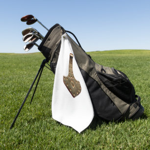 Gold Thor Hammer white golf towel