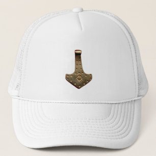 Gold Thor Hammer white hat