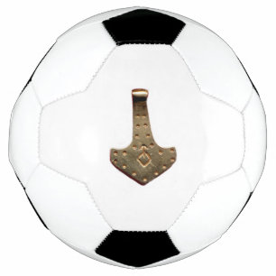 Gold Thor Hammer white soccer ball