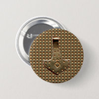 Gold Thor's Hammer Gold Indent round button