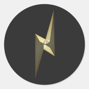 Gold thunder lightning  black modern fun cool classic round sticker