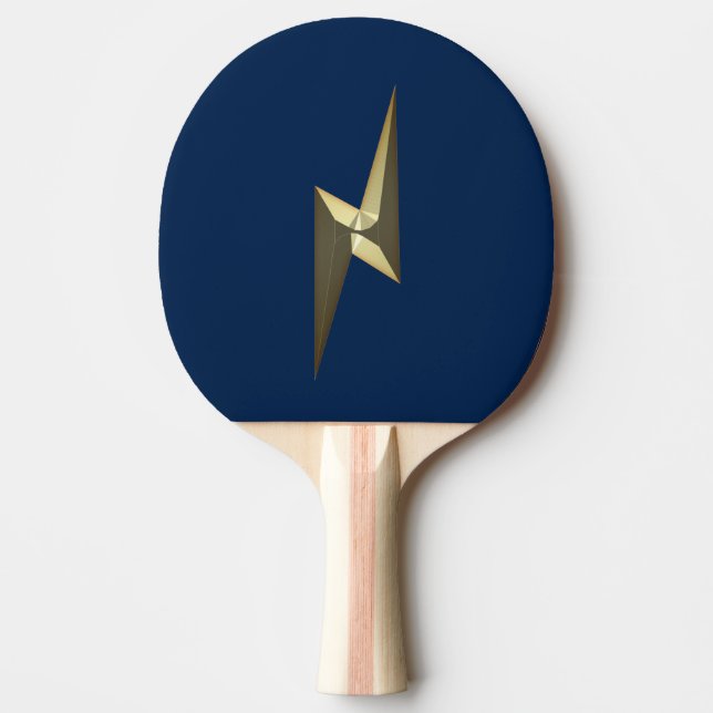 Gold thunder lightning navy blue ping pong paddle (Front)